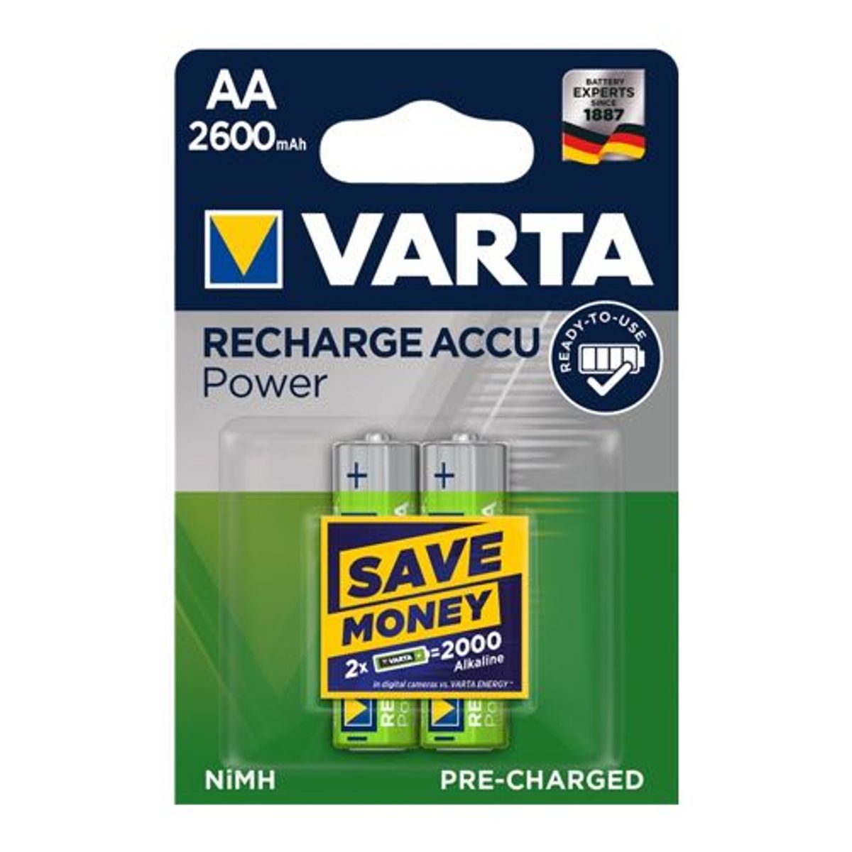 Varta - AA - 2 stk - Genopladelige Ni-MH Batteri (2600 mAh) (1.2V)