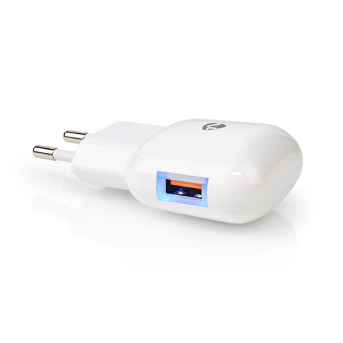 Nedis - USB-A lader 3A (18W) (indg. i side) (Han-Han) (Hvid) - 0,1 m