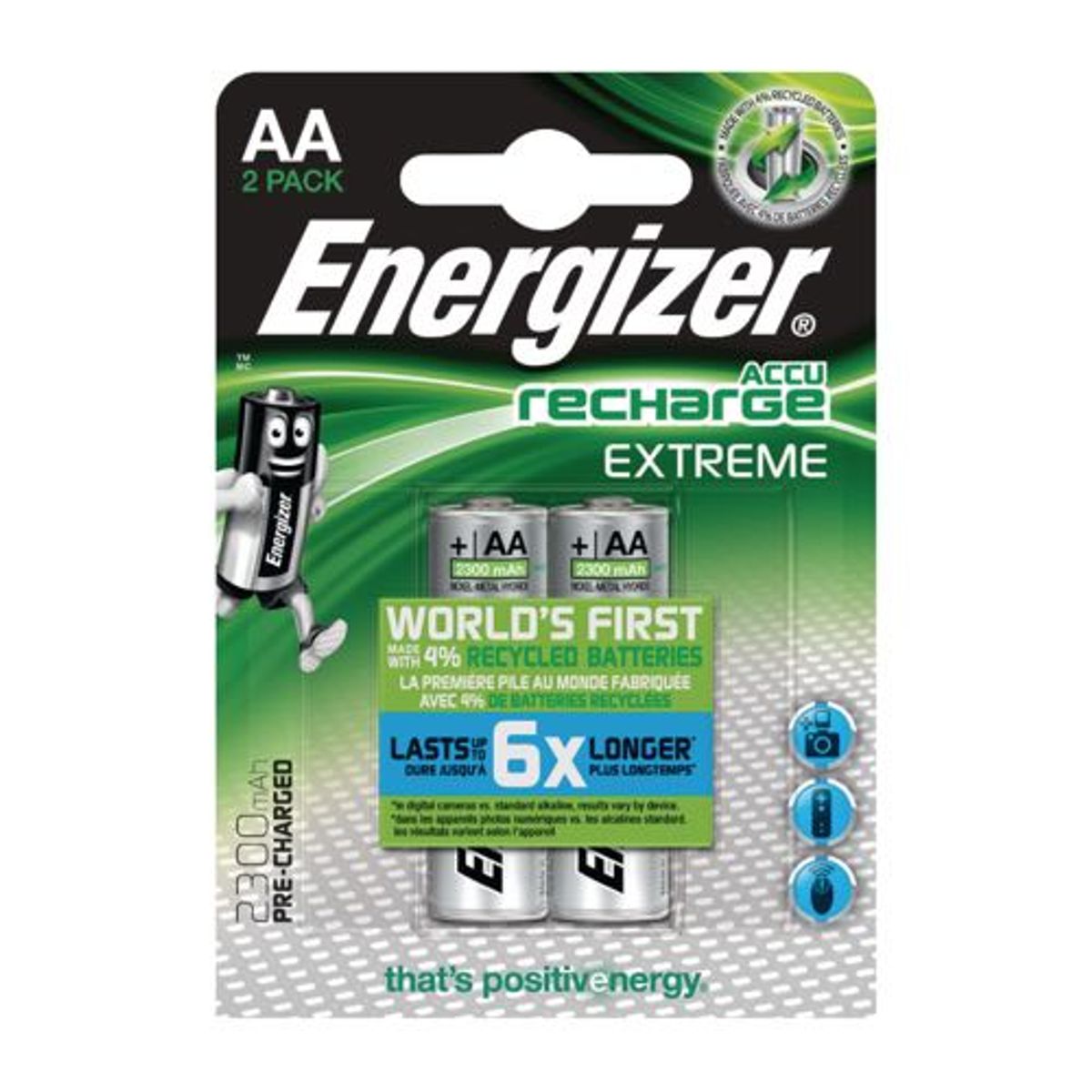 Energizer - AA - 2 stk - Genopladeligt Nimh Batteri Extreme (2300 mAh) (1.2 V)