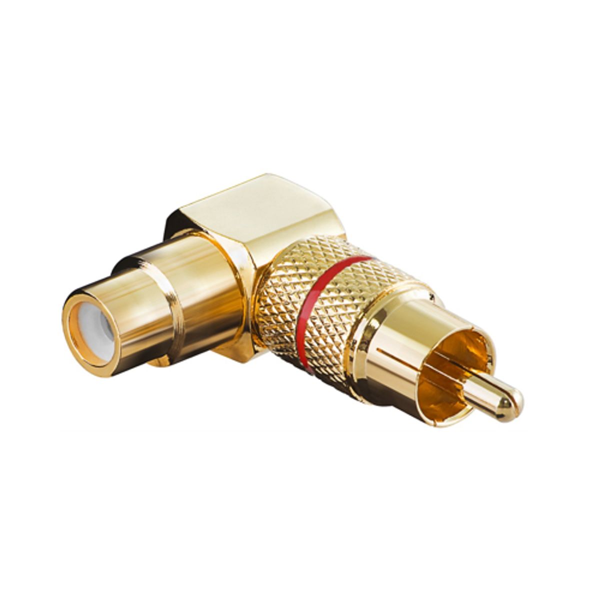 Goobay - 1 stk - RCA/phone adapter 90 ° - 1xhun - 1xhan (Gold/Rød)