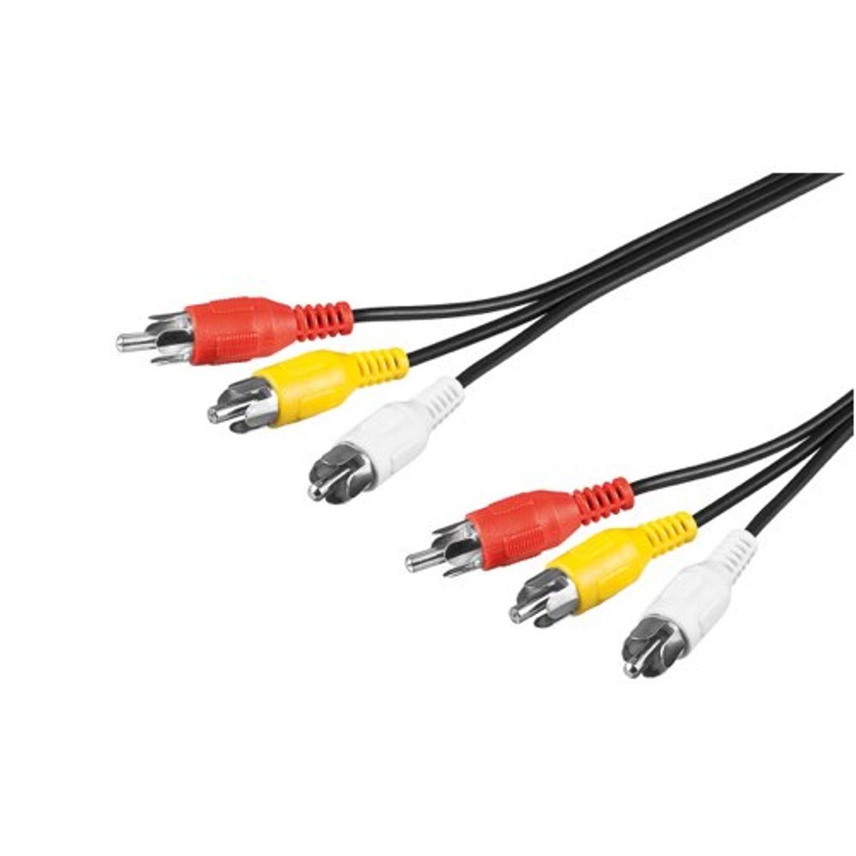 Composite Video kabel m/lyd (3xRCA) (Han-Han) (Gul/Sort) - 2,0 m - Goobay