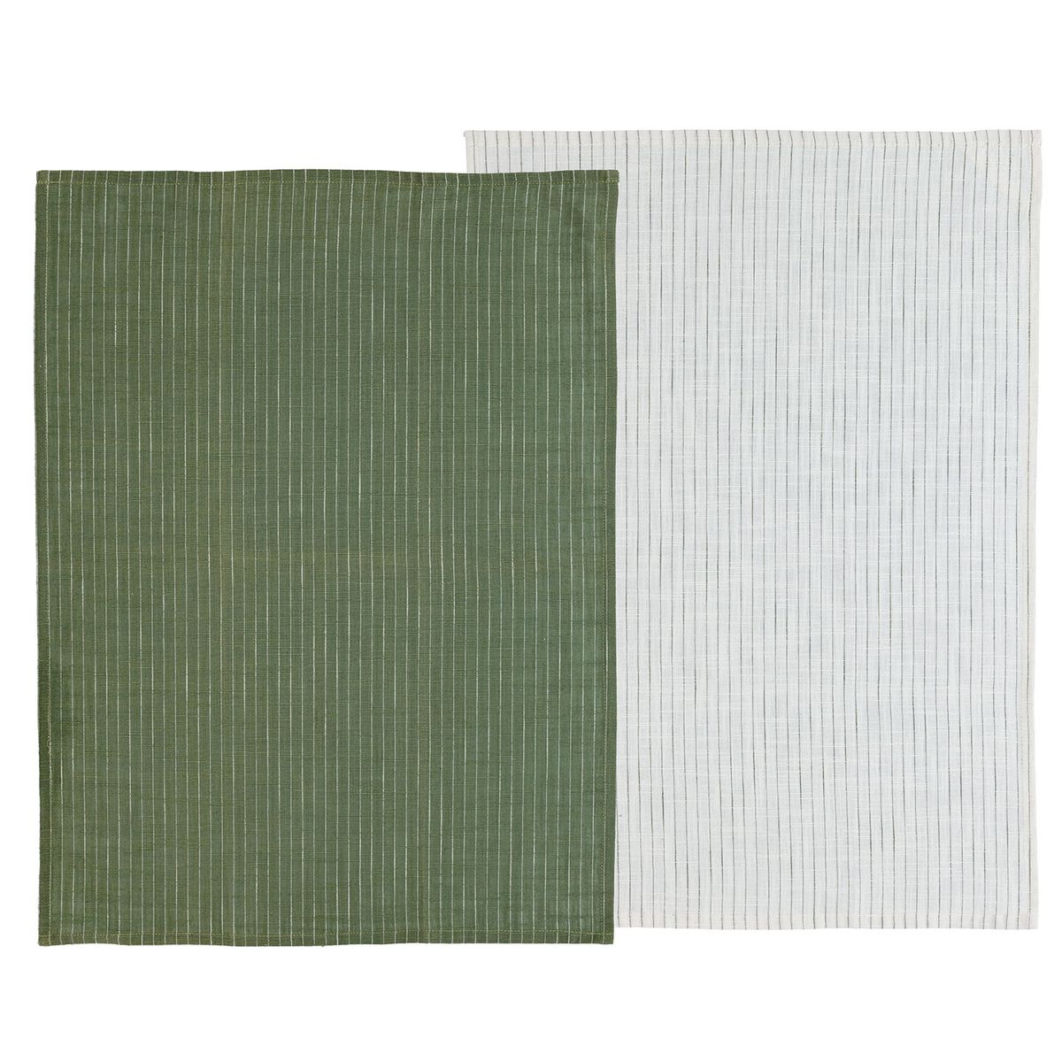 Södahl Viskestykker Line, Olive/White, 2-pak