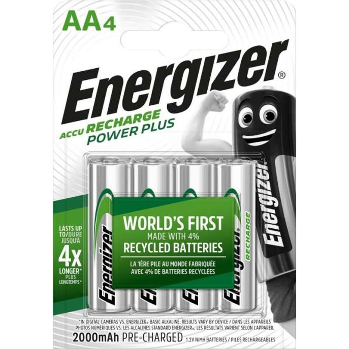 Energizer Recharge Power Plus AA / NH15 2000mAh Batterier (4 Stk. Pakning)