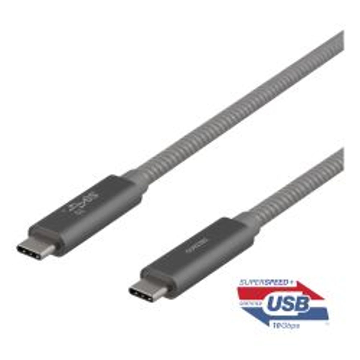 Deltaco Usbc Superspeed Cable 1m Braided Usb 3.1 Gen 2 10 Gbps 100w - Ledning