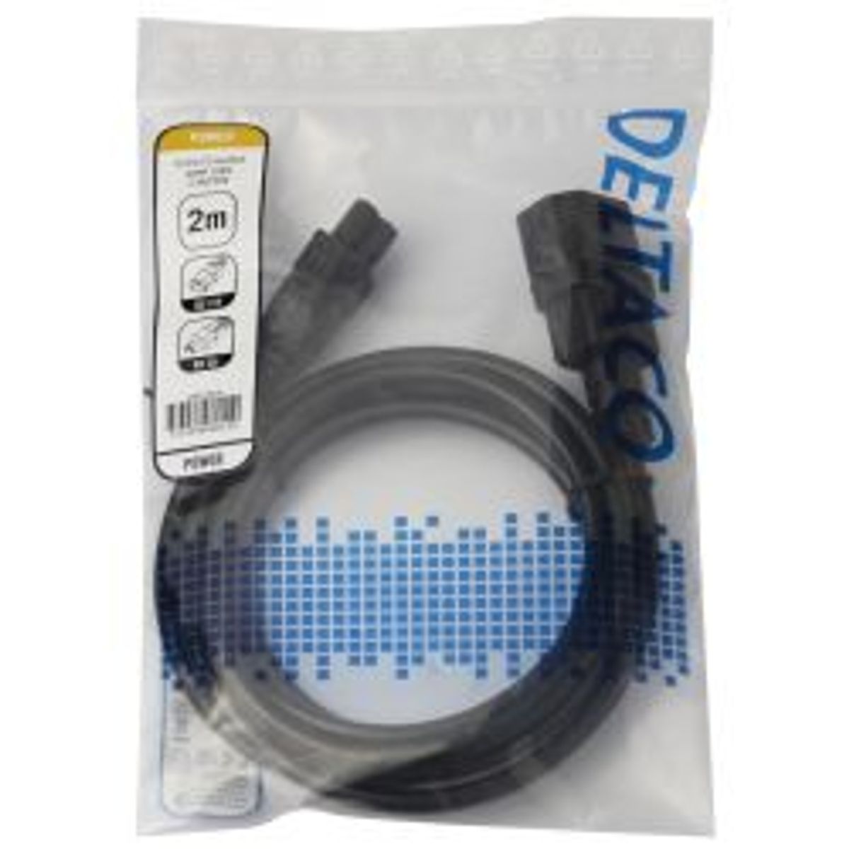 Deltaco Power Cable Iec C14 - Iec C5, 2m, Black - Ledning