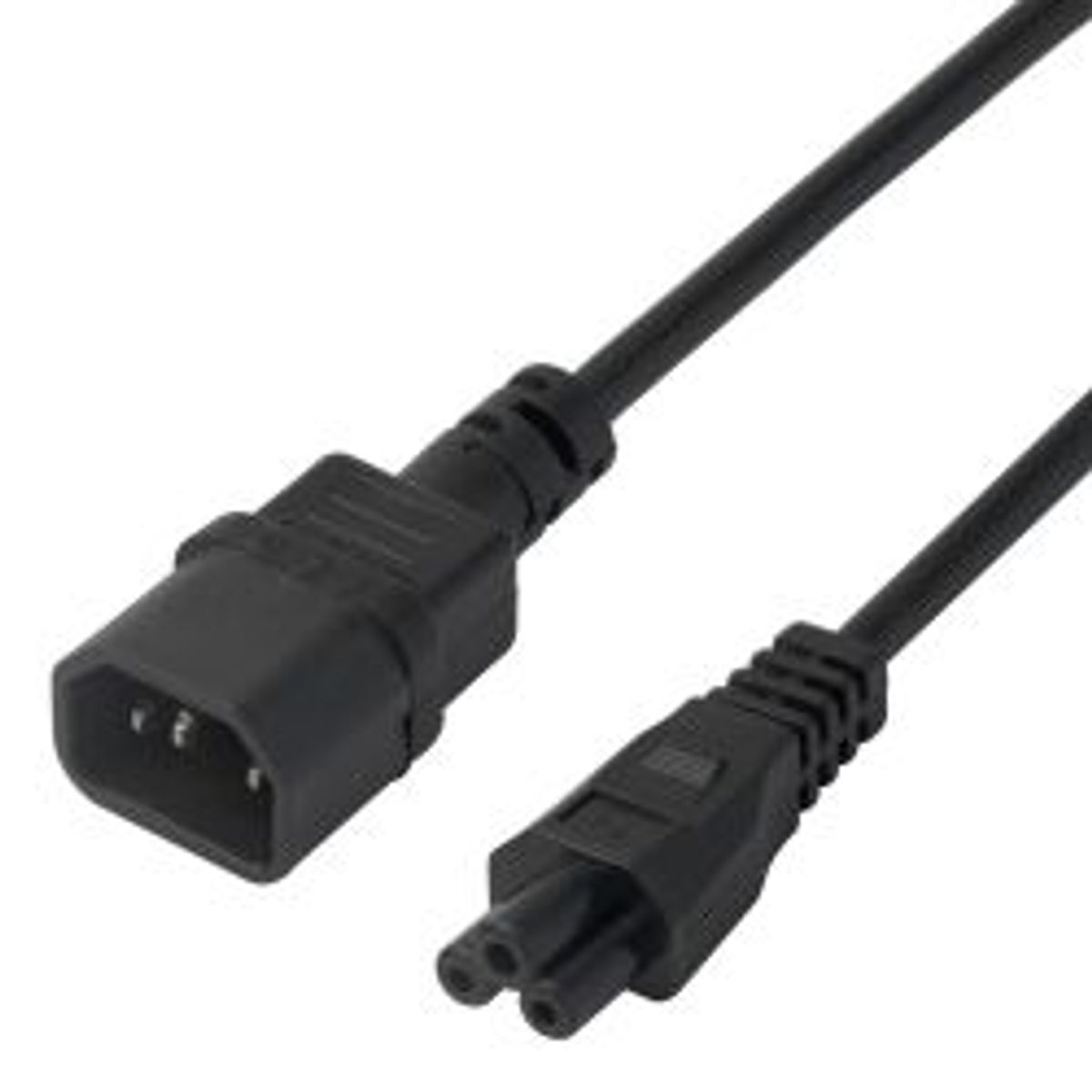 Deltaco Power Cable Iec C14 - Iec C5, 3m, Black - Ledning