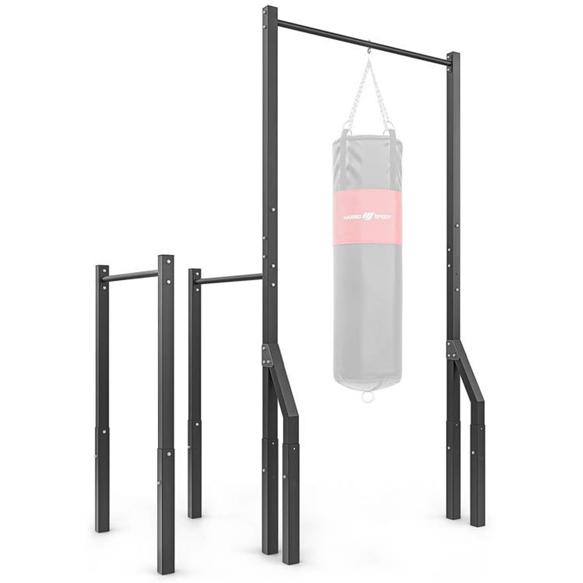 Pull-up bar med boksepude-holder og lange dip-stænger MO-Z2 (Skaffevare)