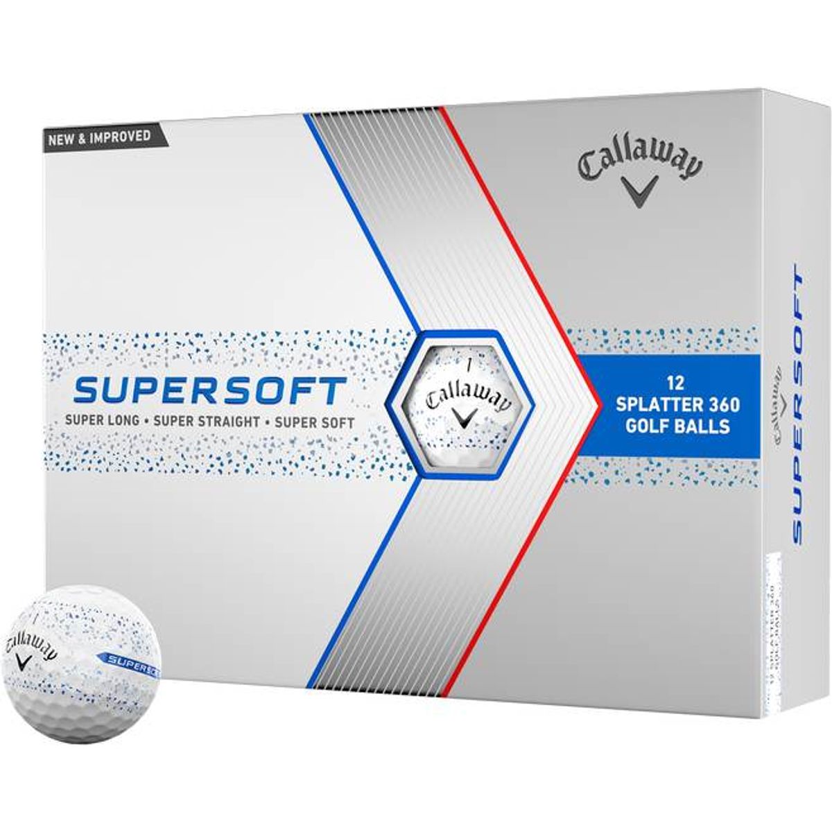 Callaway Supersoft Splatter Golfbolde - Hvid/Blå