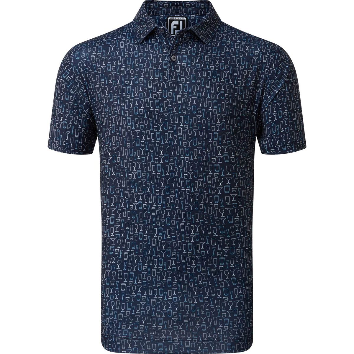 Footjoy Glass Print Herre Poloshirt - Navy - Str. M