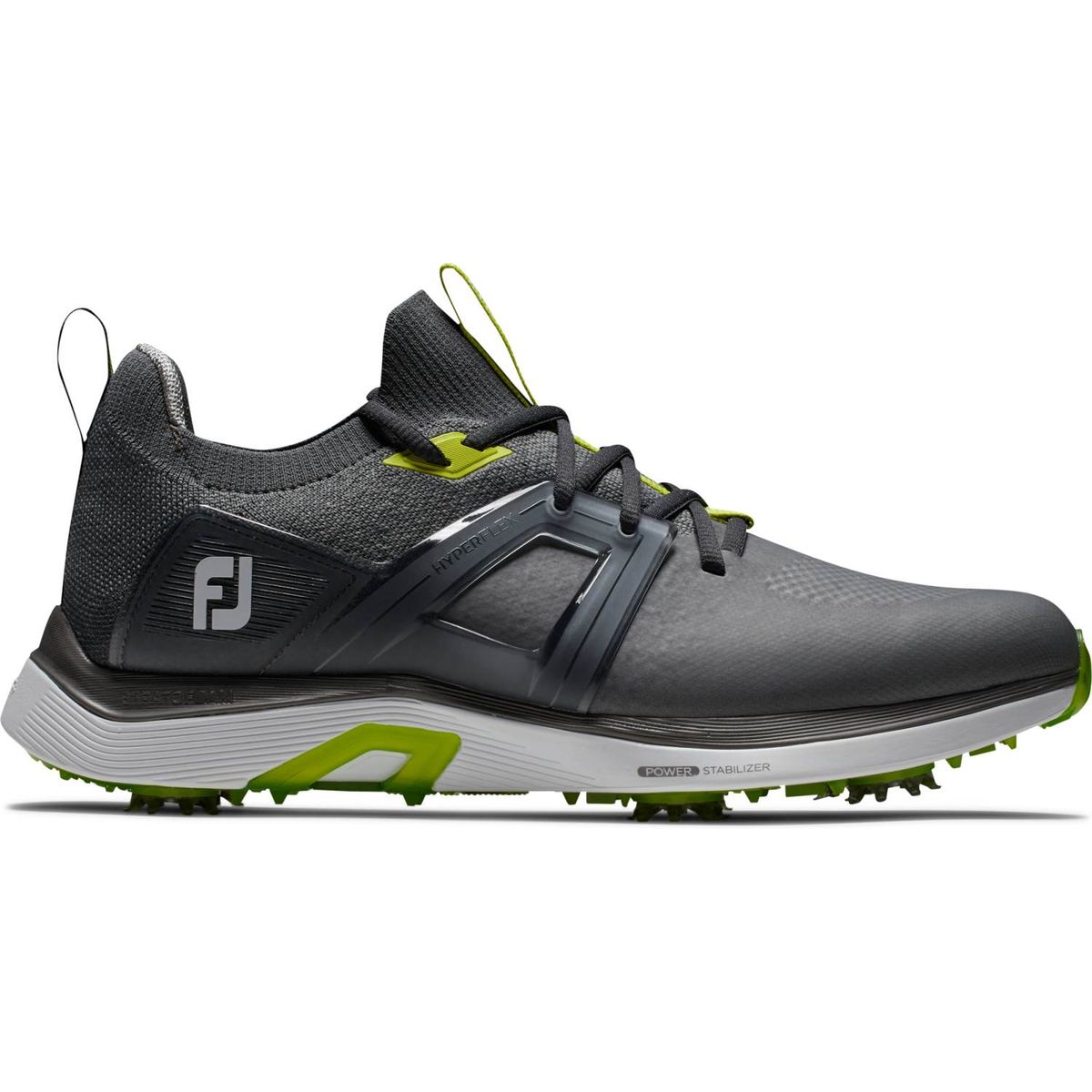 Footjoy HyperFlex (2023) Vandtætte Herre Golfsko Med Spikes - Charcoal/Grey/Lime - Str. 42 1/2 Normal