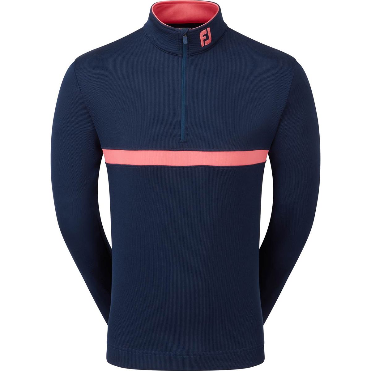 Footjoy Inset Stripe Chill-Out Herre Pullover - Navy/Coral Red - Str. L