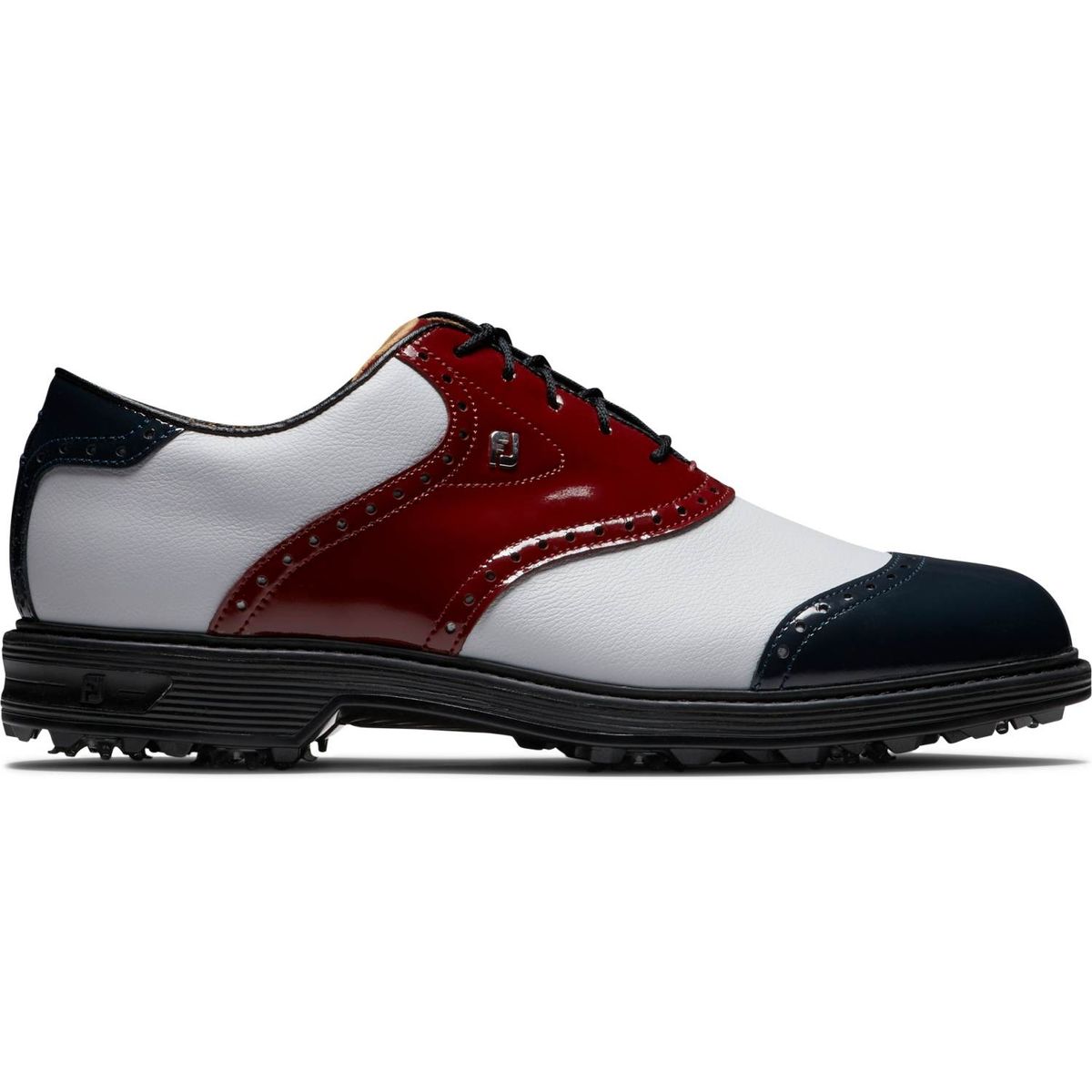 Footjoy Premiere Series Wilcox Vandtætte Herre Golfsko Med Spikes - White/Navy/Wine - Str. 46 Normal