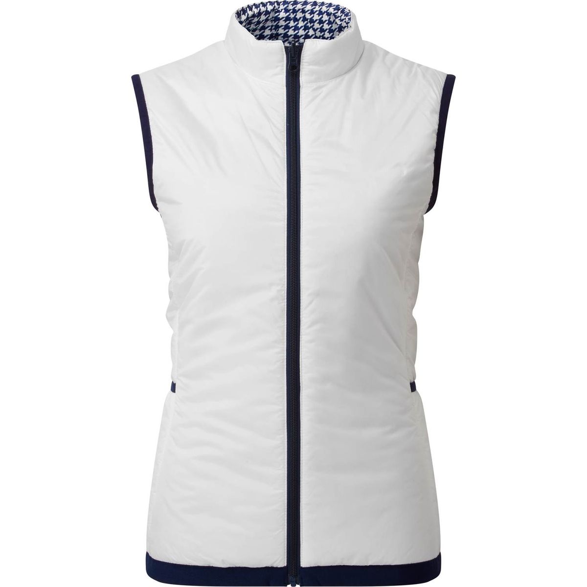 Footjoy Reversible Insulated Dame Vest - White And Navy Houndstooth - Str. S