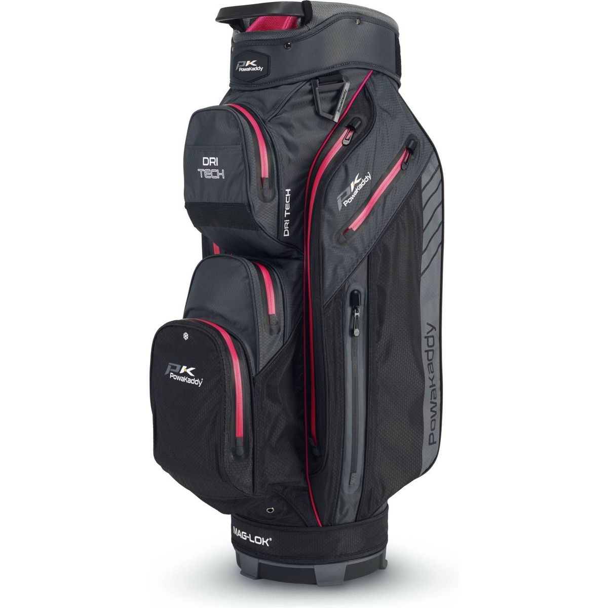 PowaKaddy Dri Tech MagLock Vandtæt Vognbag - Black/Gun Metal/Pink