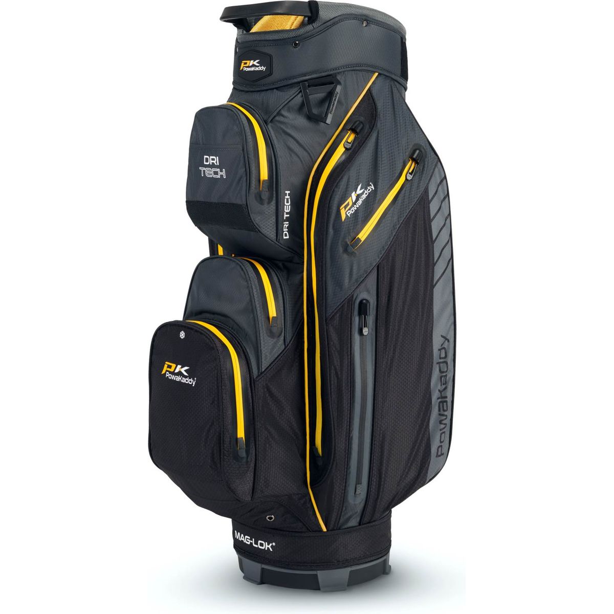 PowaKaddy Dri Tech MagLock Vandtæt Vognbag - Black/Gun Metal/Yellow