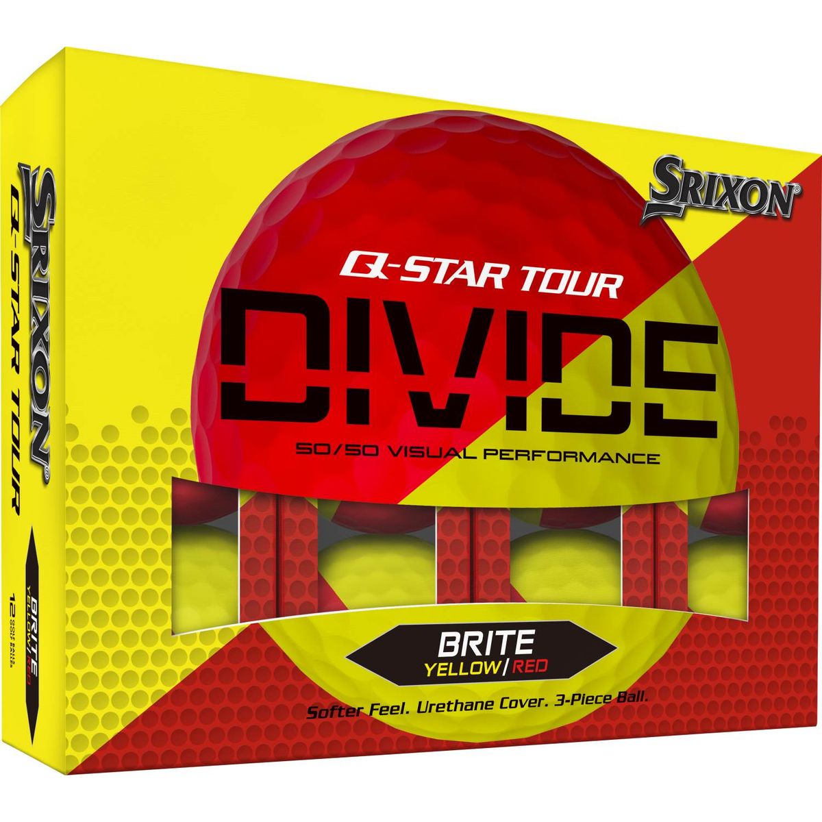 Srixon Q-Star Tour Divide Golfbolde - Gul/Rød