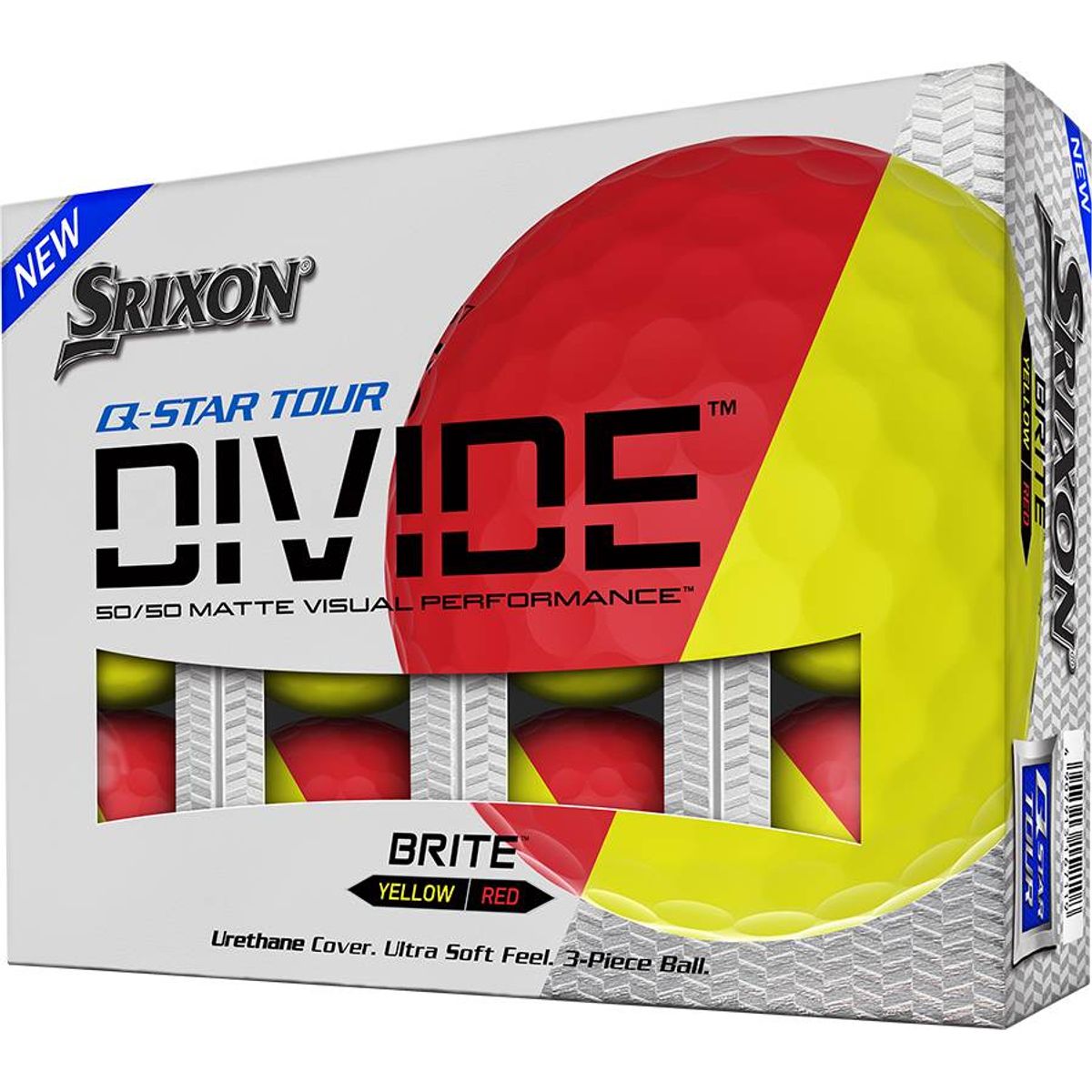 Srixon Q-Star Tour Divide Red Golfbolde - Rød/Gul