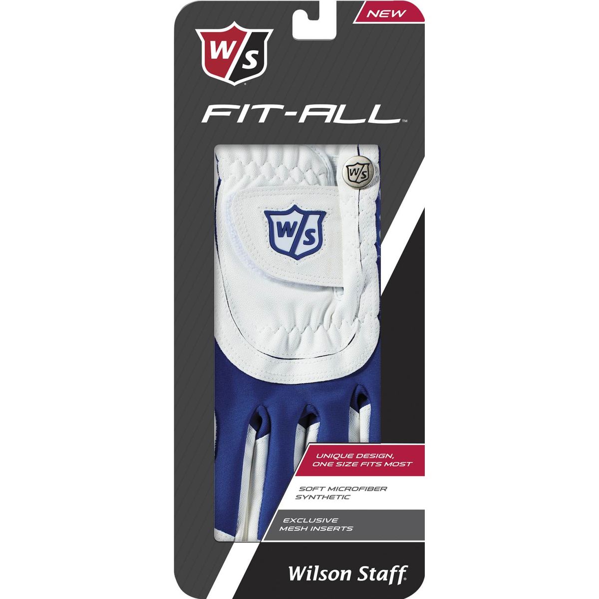 Wilson Staff Fit-All Syntetisk Herre Golfhandske - Hvid/Blå - Venstre - Str. Onesize