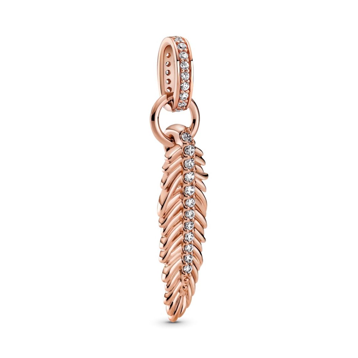 Pandora Sparkling Feather Dangle Rosaforgyldt Sølv Charm