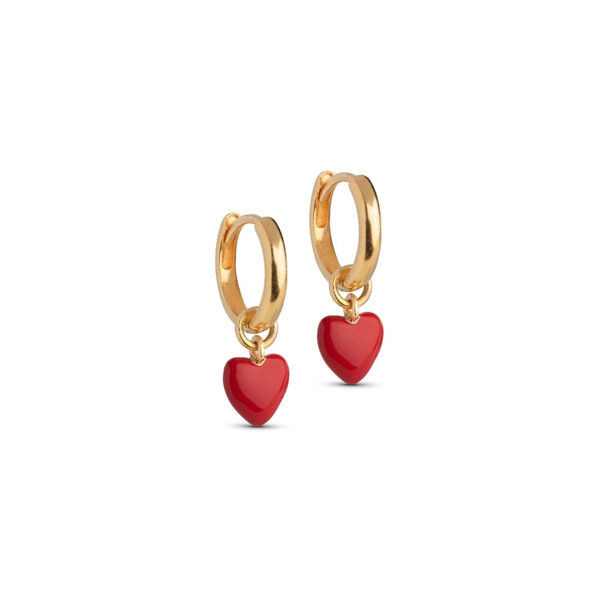 Enamel Amore Hoops Red Forgyldt Sølv Øreringe E376G-RED