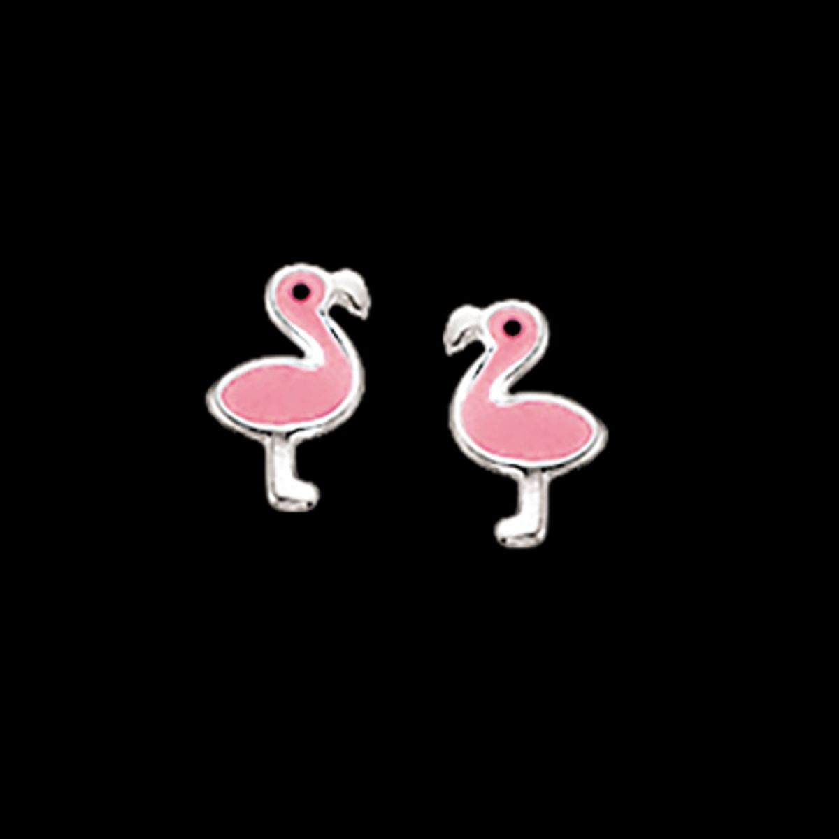 Scrouples Girls Pink Flamingo Børneørestikker i Sterling Sølv