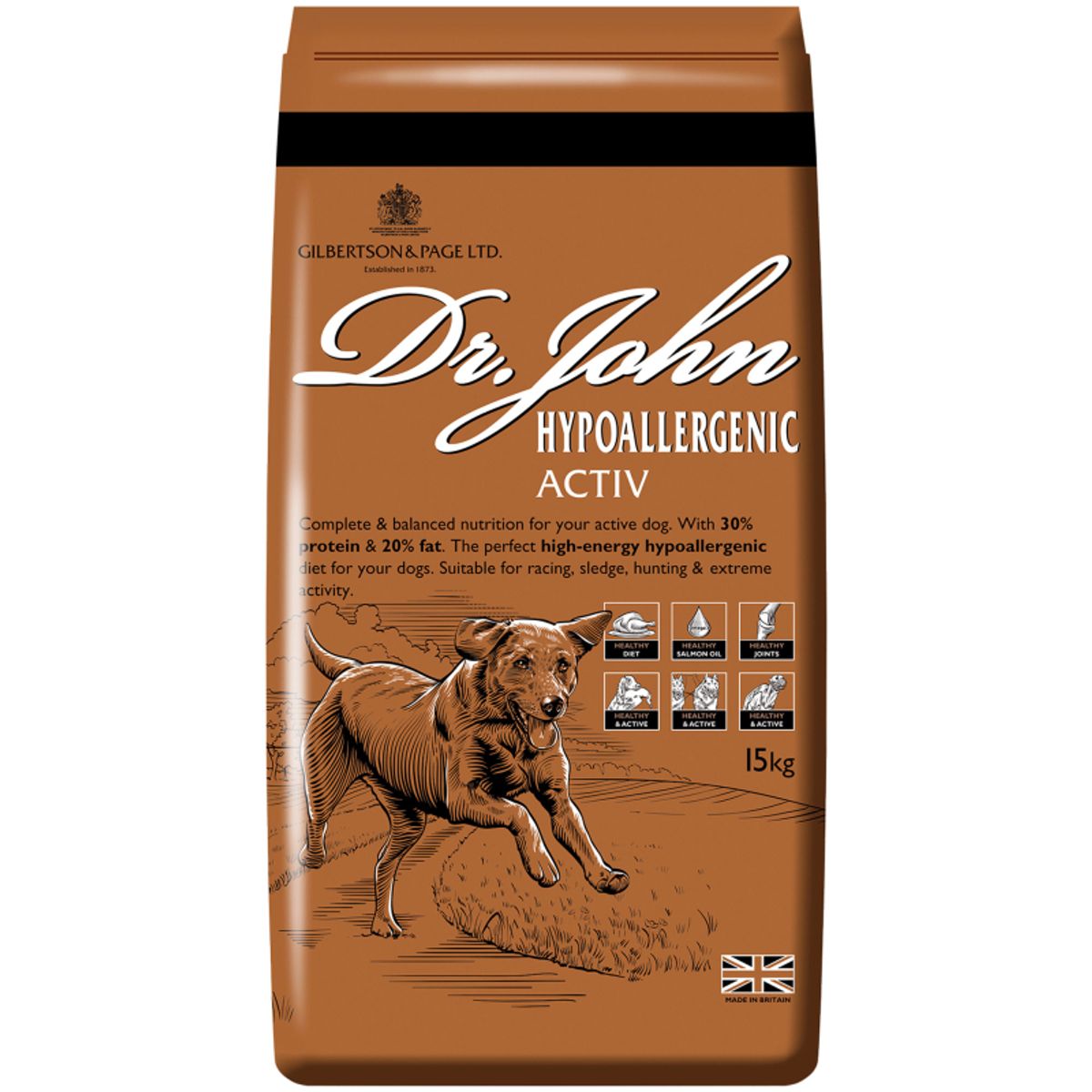 15 kg Dr. John Hypoallergenic Activ - hvedefrit voksenfoder med kylling