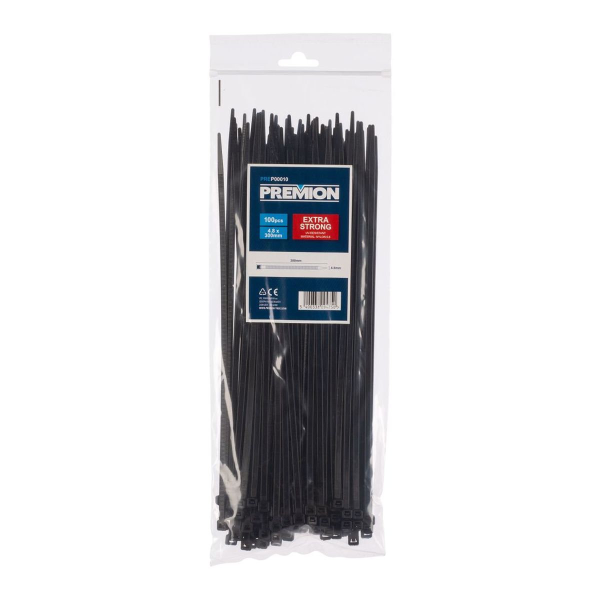 CABLE TIES BLACK 4,8X300MM 100PCS