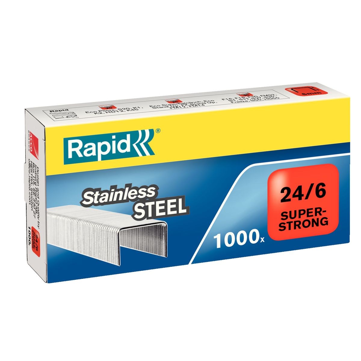 Rapid hæfteklamme 24/6 rustfrit stål (1000 stk.)