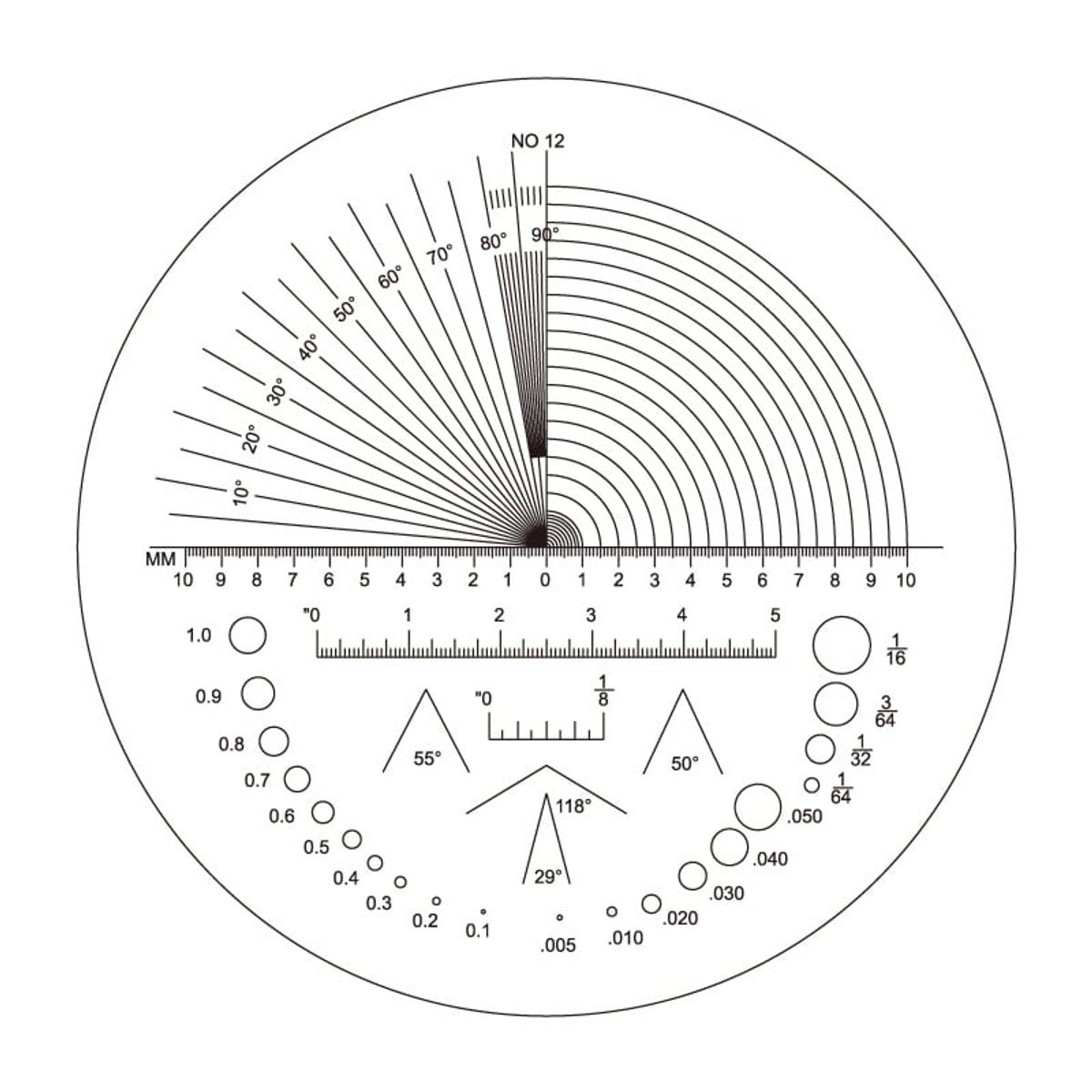 Skala nr. 12 til målelup 10X forstørrelse (art. 15405226)