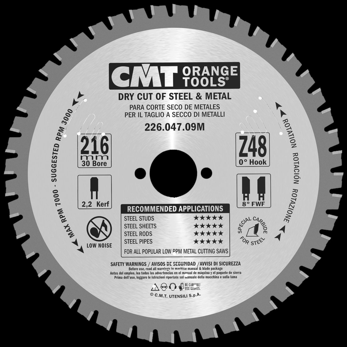 CMT rundsavklinge HM-skær 216Ã2,2Ã30 Z48 DryCut