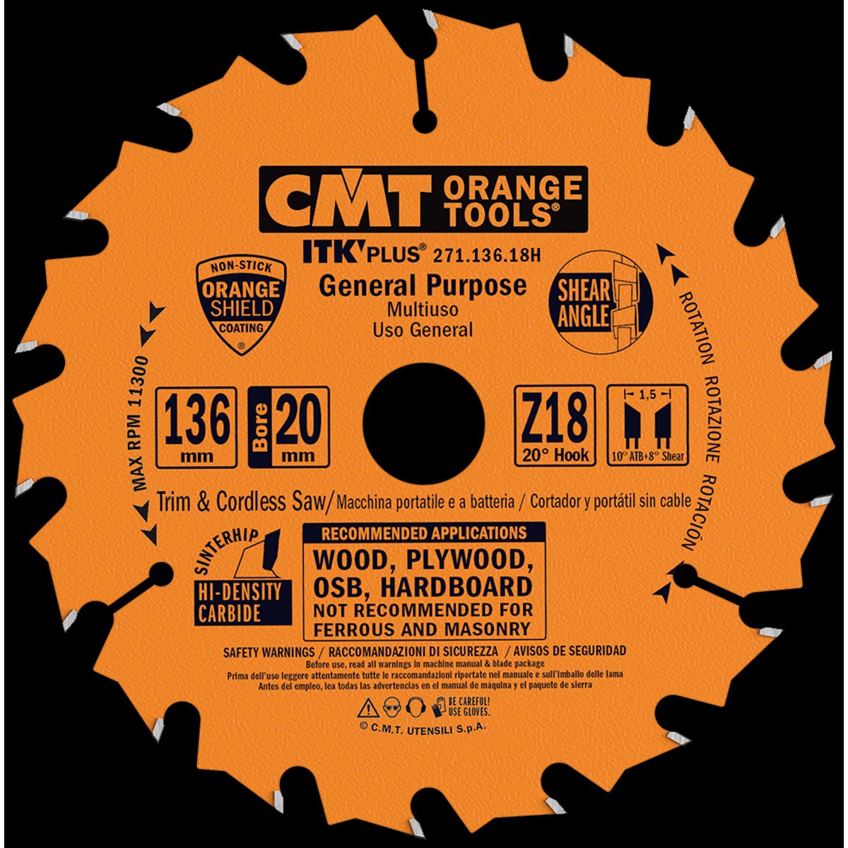 CMT rundsavklinge HM-skær 136Ã1,5Ã20 Z18 W