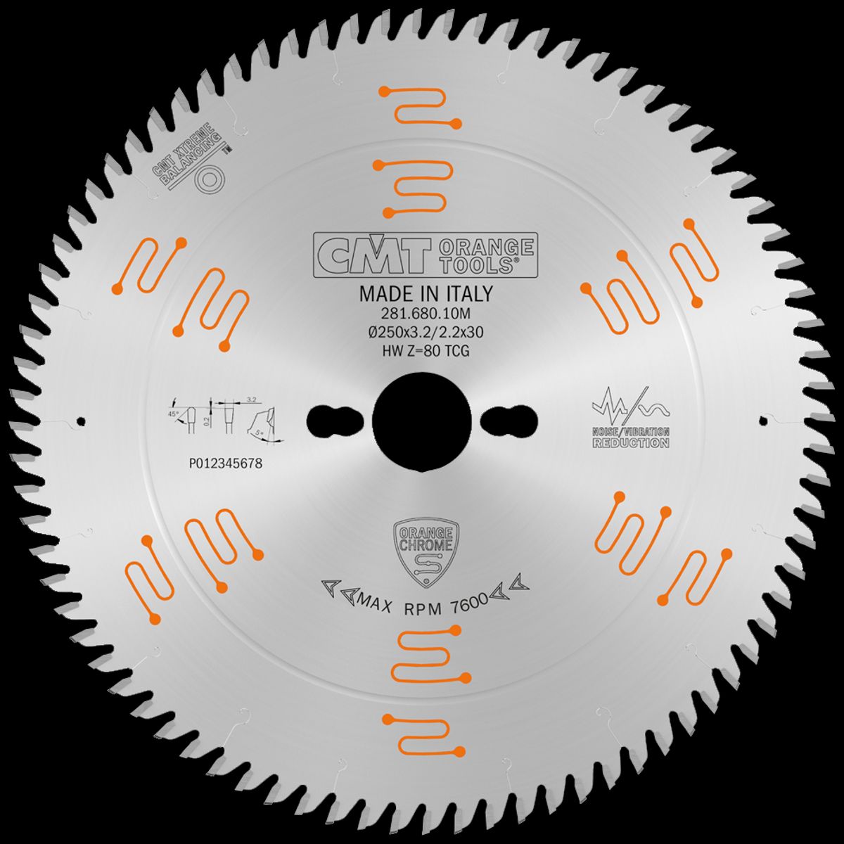 CMT rundsavklinge HM-skær 250Ã3,2Ã30 Z80 TF Chrom