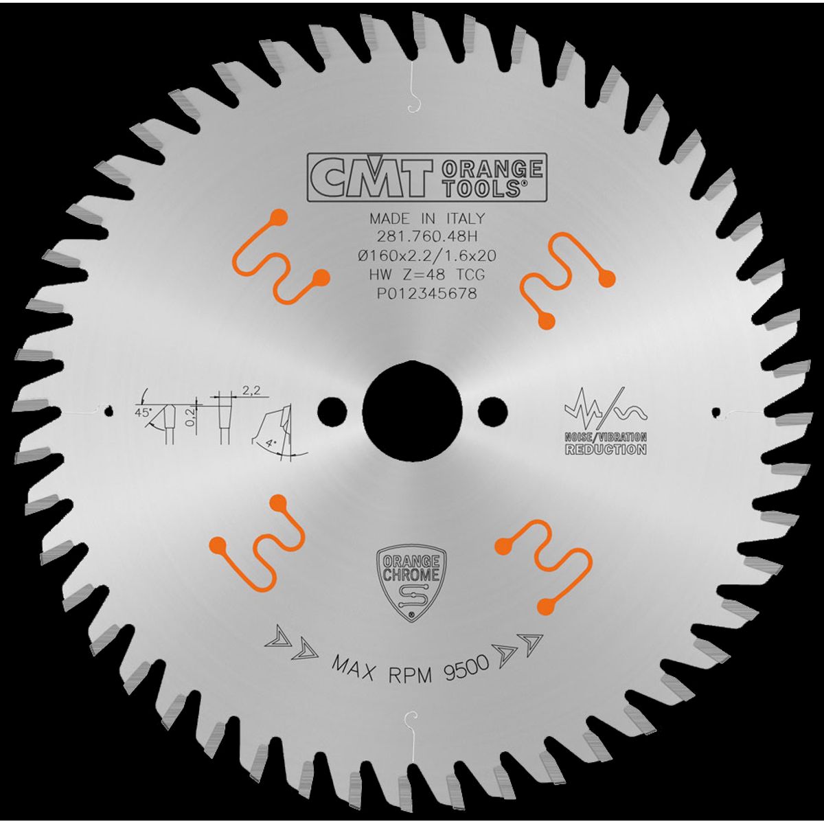 CMT rundsavklinge HM-skær 160Ã2,2Ã20 Z48 TF Chrom