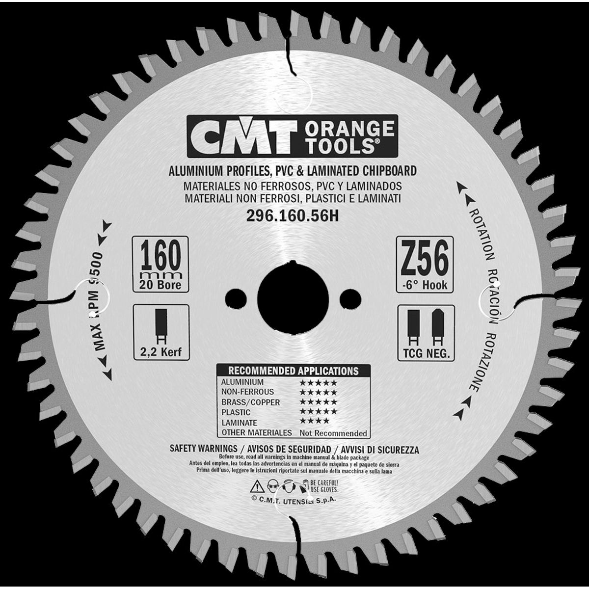 CMT rundsavklinge HM-skær 160Ã2,2Ã20 Z56 NE NEG