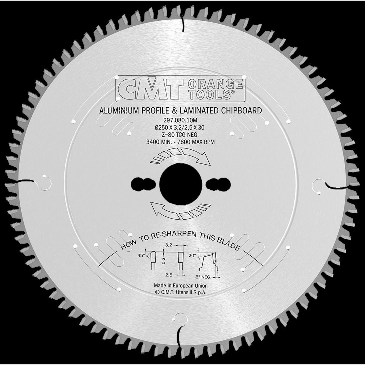 CMT rundsavklinge HM-skær 250Ã3,2Ã30 Z80 NE NEG