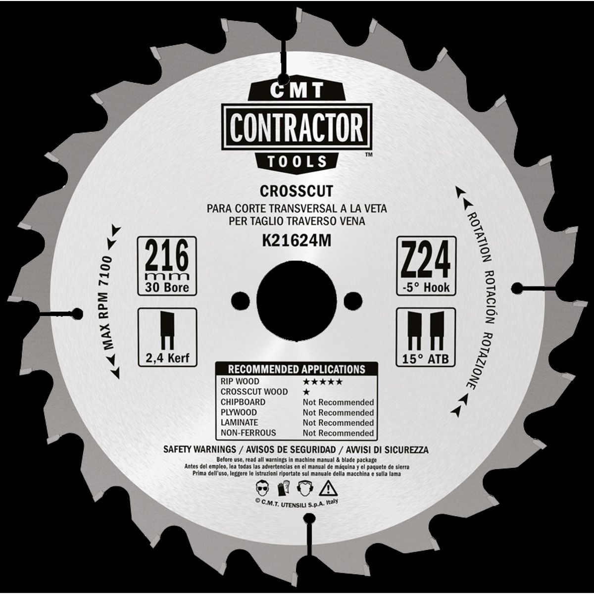 CMT Contractor rundsavklinge 216Ã2,4Ã30 Z24, 10stk