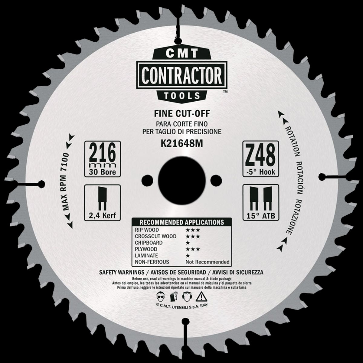 CMT Contractor rundsavklinge 216Ã2,4Ã30 Z48, 10stk