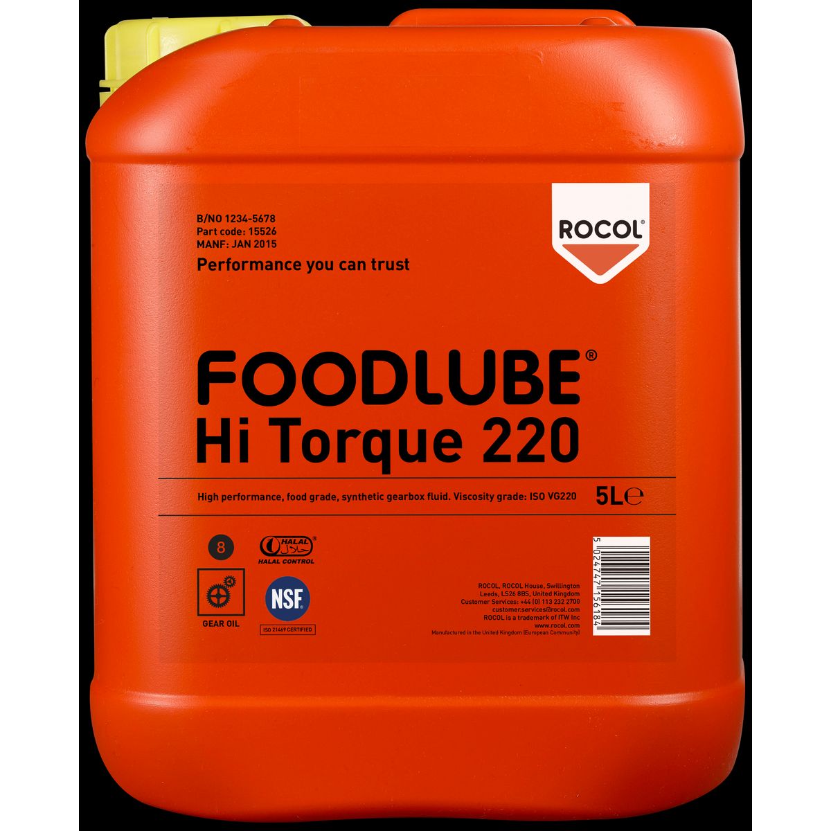 Foodlube Hi-Torque 220 syntetisk gearolie 5ltr