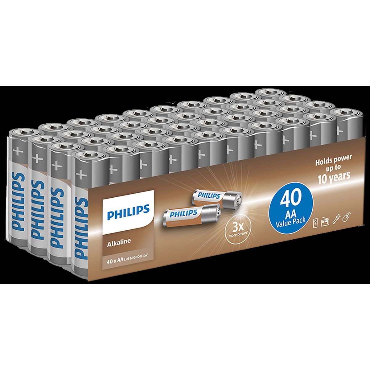 Philips alkaline batteri AA/LR6 1,5V, 40stk