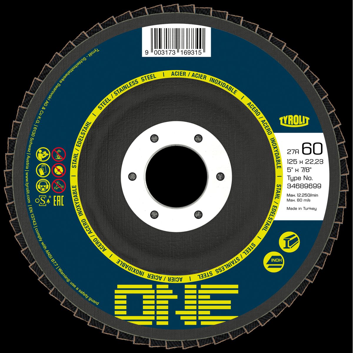 Tyrolit One lamelrondel form 27A ø125 ZA60Q-B