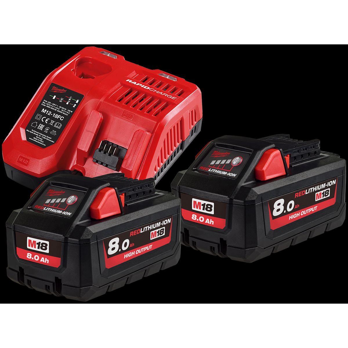 Batteripakke HNRG-802, 2Ã18V/8,0Ah+lader M12-18FC