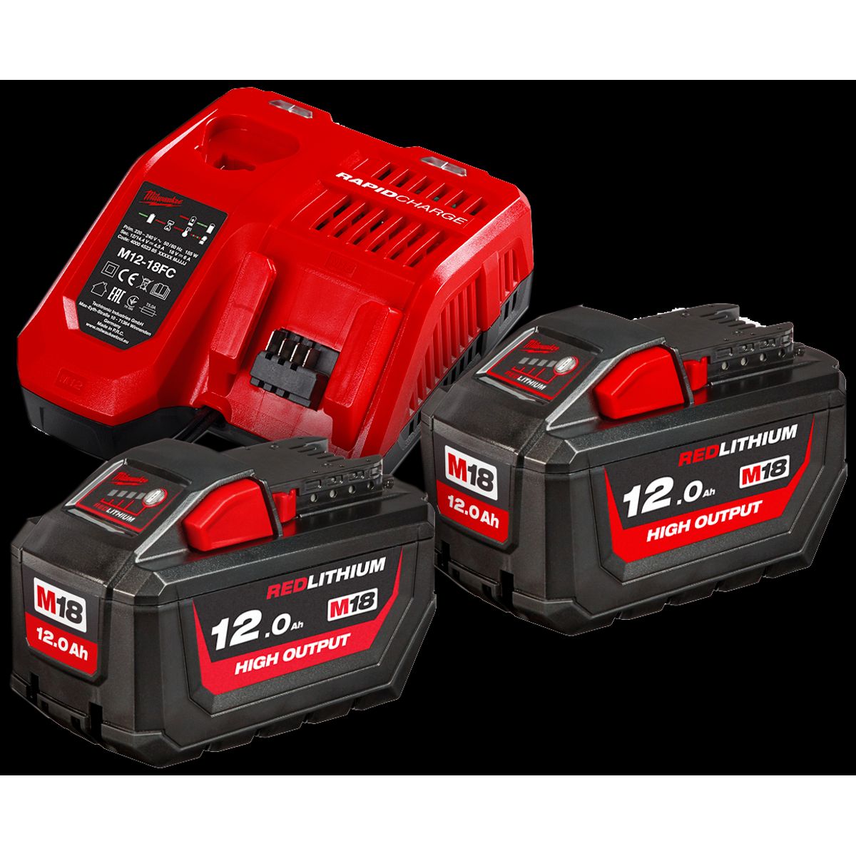 Batteripakke HNRG-122, 2Ã18V/12,0Ah+lader M12-18FC