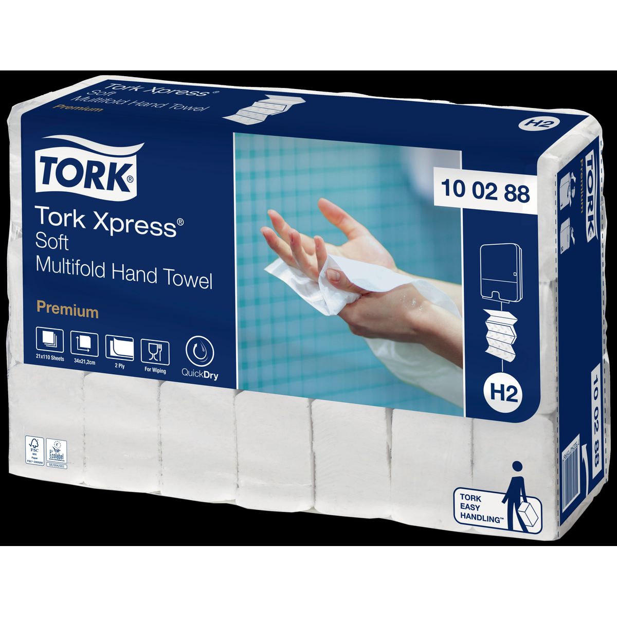 Tork Premium håndklædeark H2, pk/110ark, 21 pk