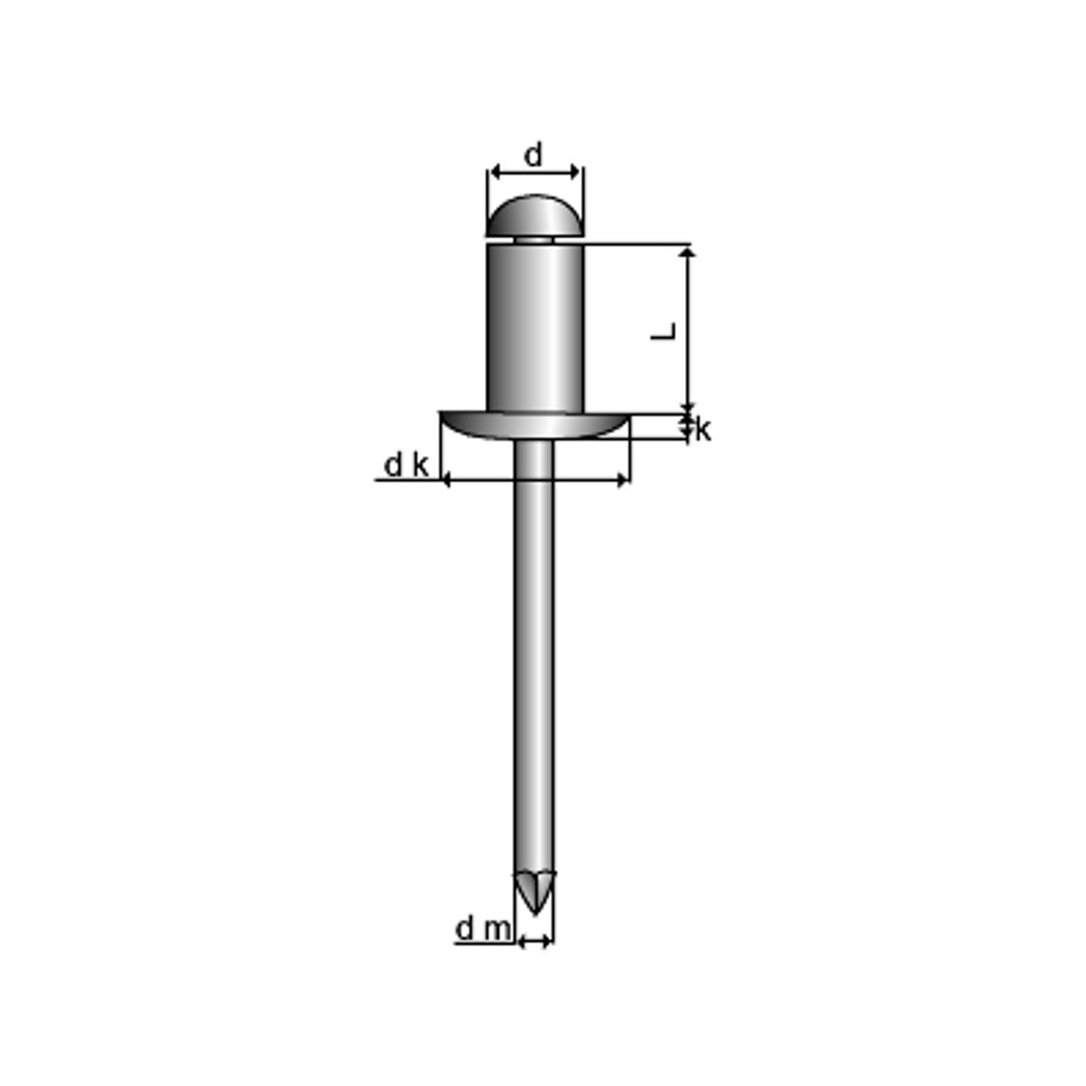 Blindnitte åben Essve 4,0x8 mm alu/st panhoved - 625 stk