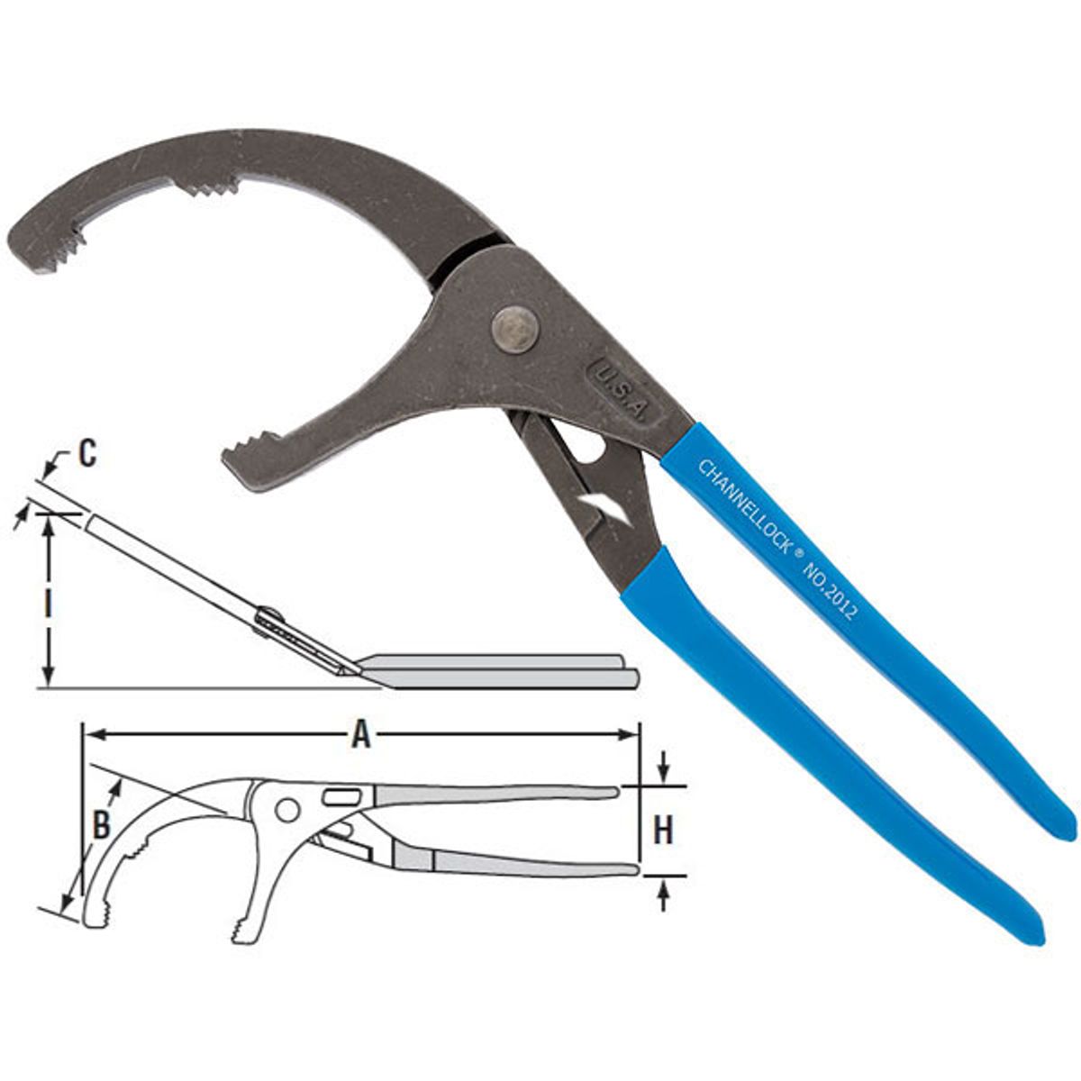 BATO CHANNELLOCK Oliefiltertang med 30 gr. vinkel. nr. 2012.