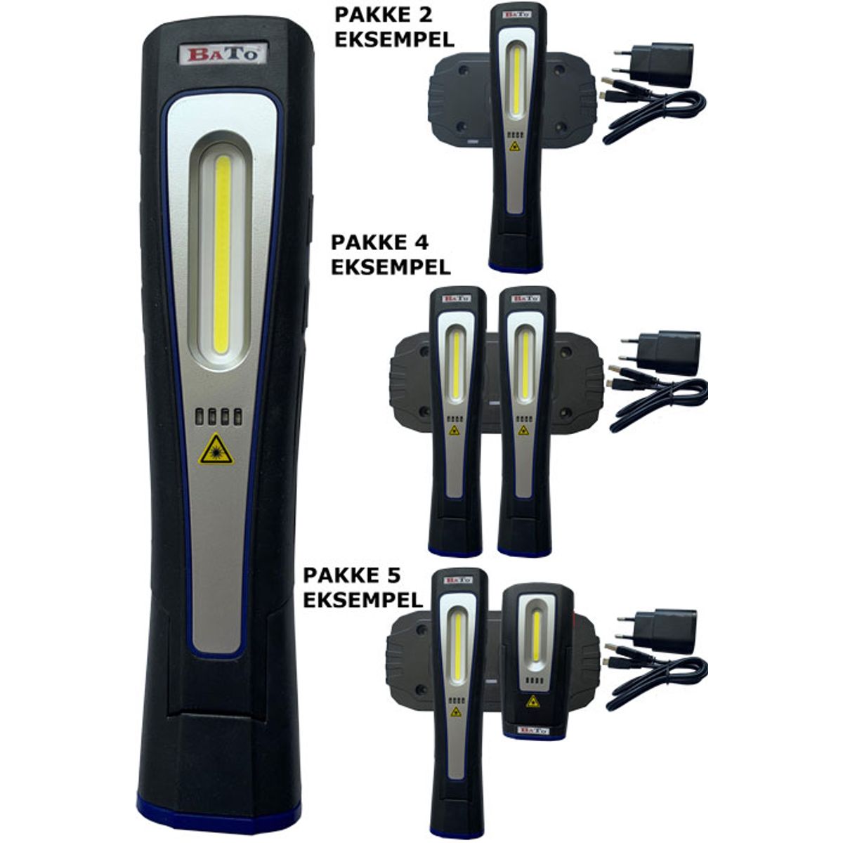 BATO Arbejdslampe Wireless COB, 55-500 Lumen.