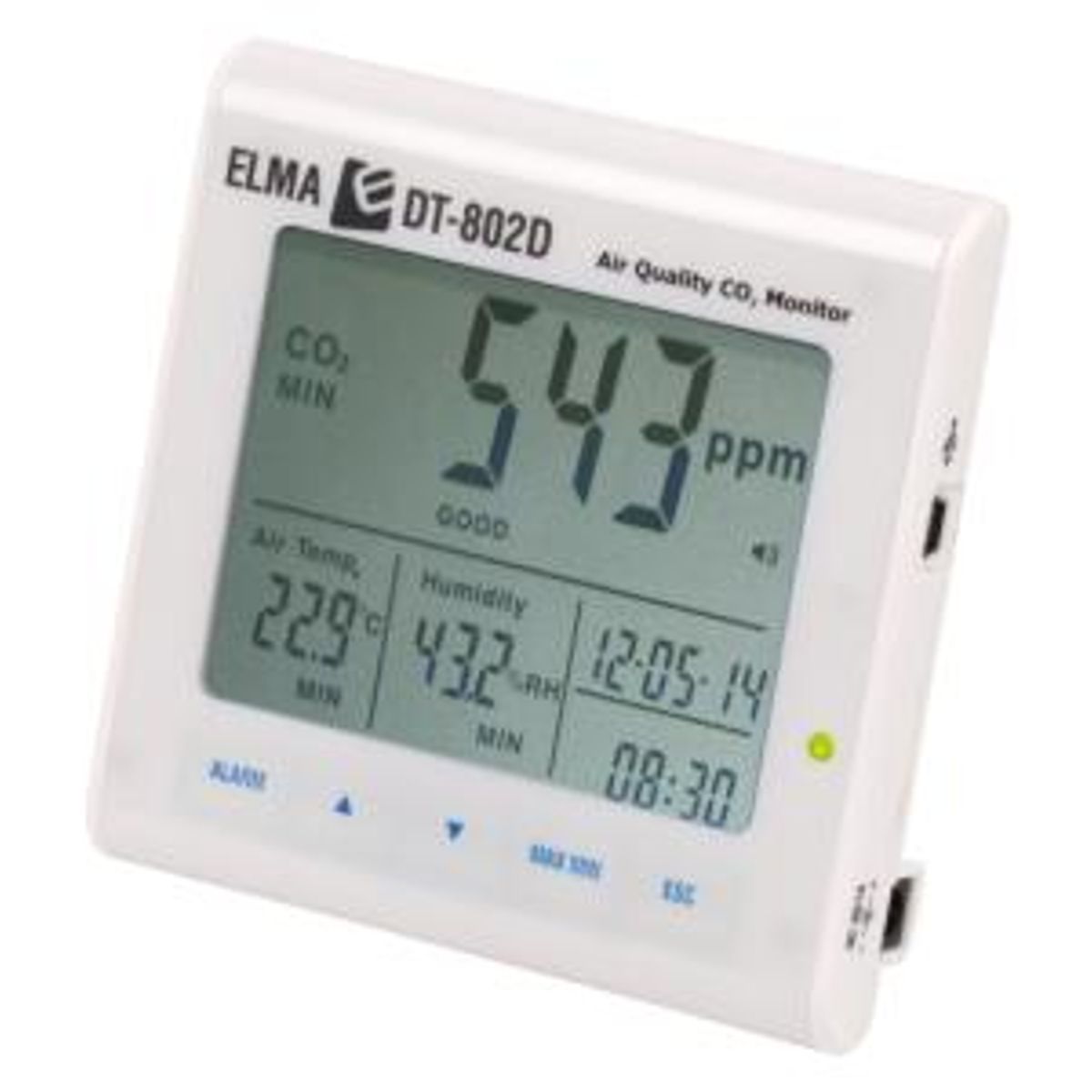 Elma DT802D - CO2 / RH% / Temp. monitor til måling af luftkvalitet