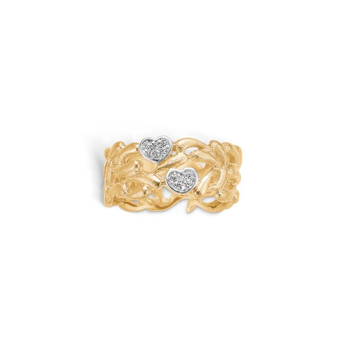 Blossom Copenhagen 9 kt guld ring med hjerter med zirkon