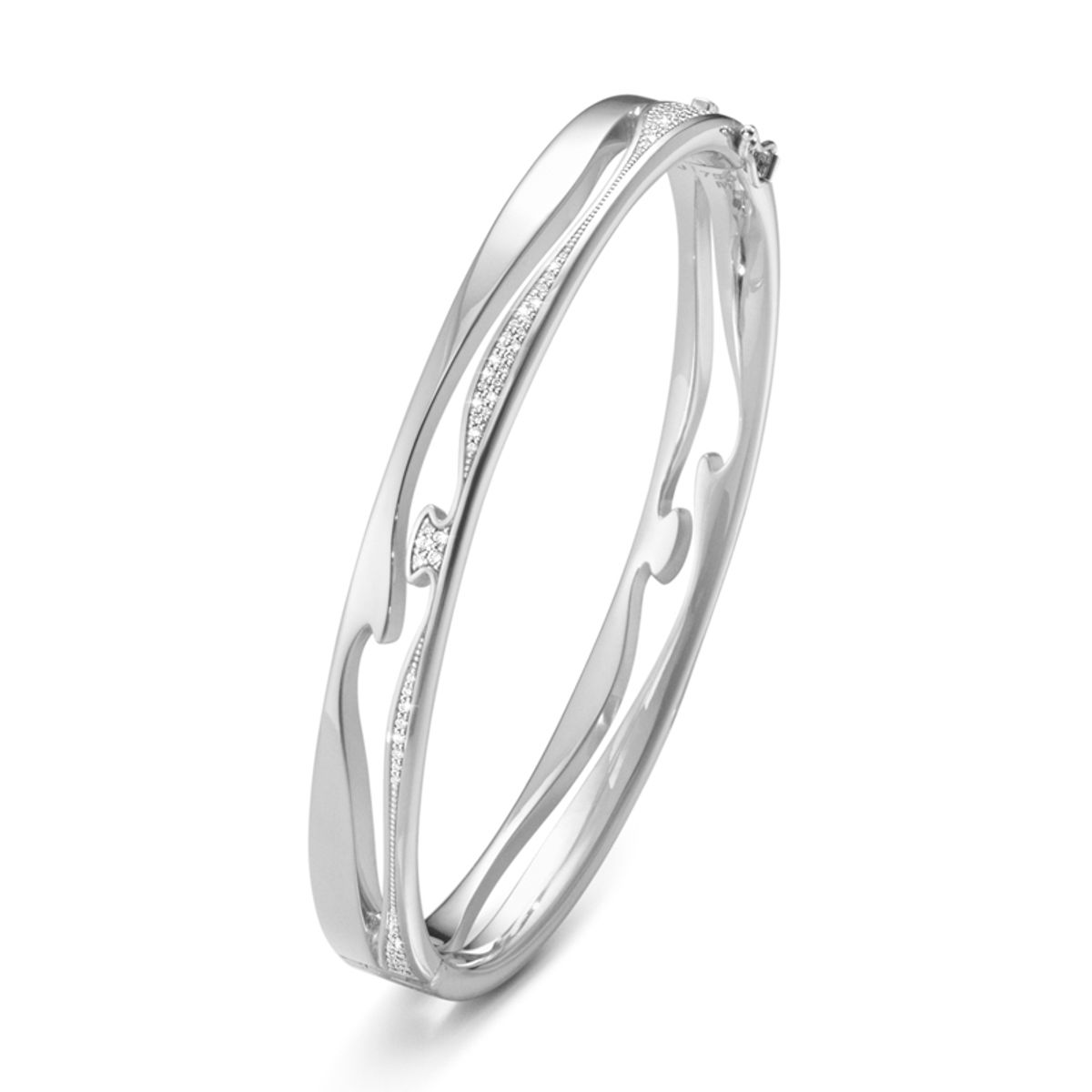 Georg Jensen Fusion armring, hvidguld med brillanter, åben midte