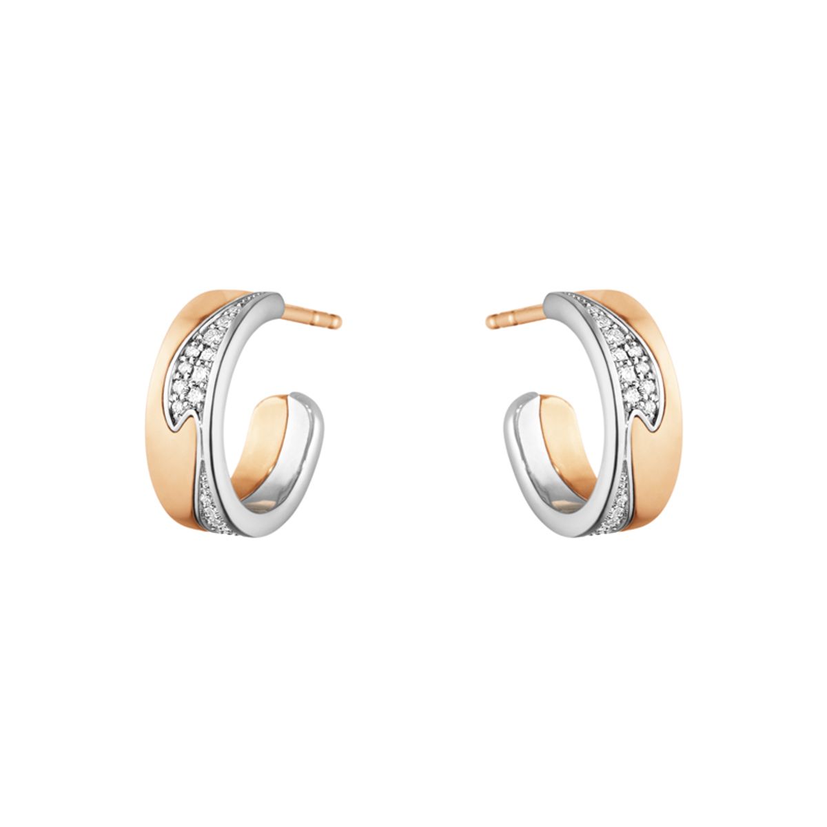 Georg Jensen Fusion ørering 1637A 18kt rosaguld/hvidguld med brillanter